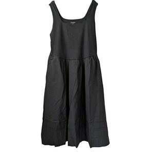 J. Crew Drop Waist Mixy‎ Dress With Poplin Skirt Size L Black Midi NWT CJ497